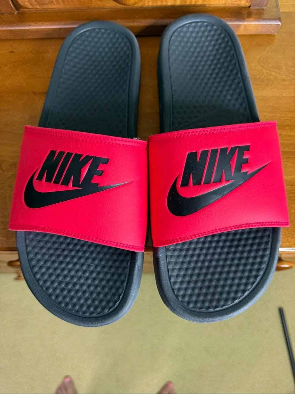 Nike Benassi JDI slide, sandal men, 12 black red athletic comfort